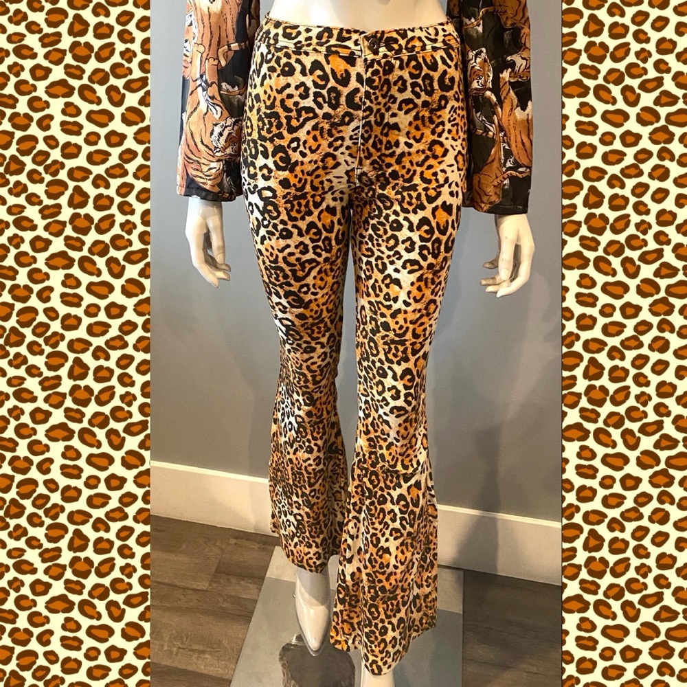 Leopard Print Flared Pants